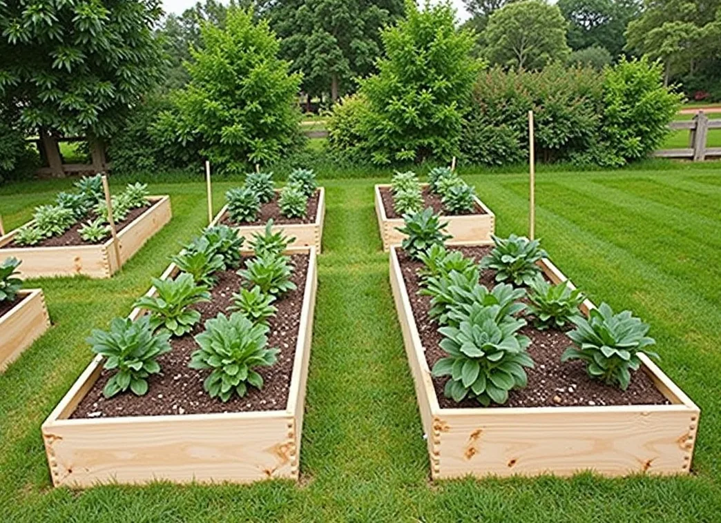 Vegetable garden with raised beds